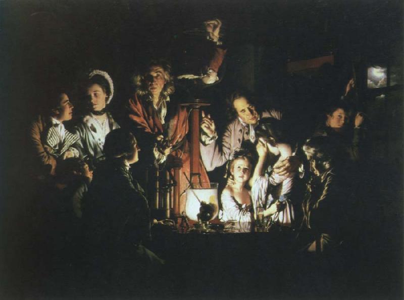 Joseph Wright experiment with a bird in an air pump oil painting picture